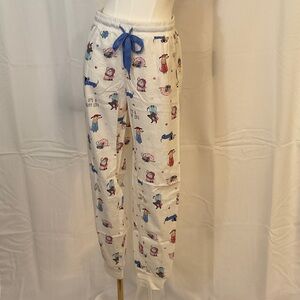 Secret Treasures White Pajama Pants with Blue Drawstring